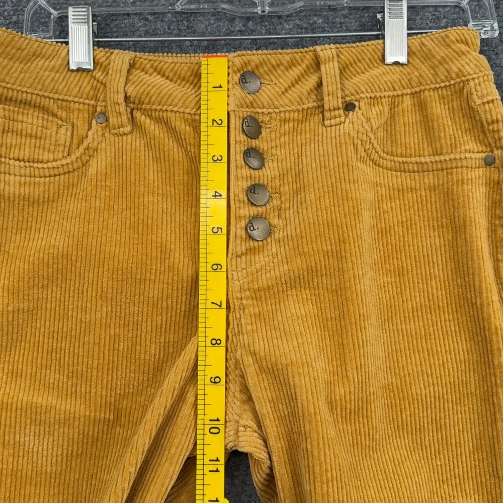 d.jeans Button Fly Corduroy Pants Womens 10‎ Cotton Spandex Mustard Yellow